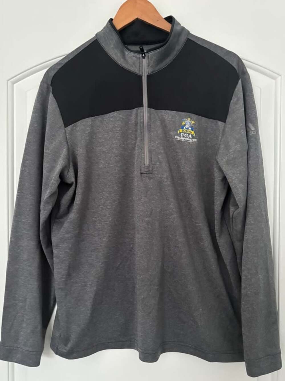 Adidas Golf Men's Size M 1/4 Zip Pullover Gray Black 2018 100th PGA Championship